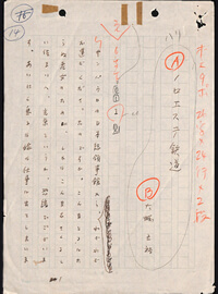 Documento manuscrito do Noroesute Tetsudo, de Tatsuhiro Oshiro, do Acervo especial do arquivo digital da Biblioteca da Província de Okinawa